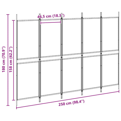 Paravento a 5 Pannelli Beige 250 x 180 cm Tessuto | homemem39