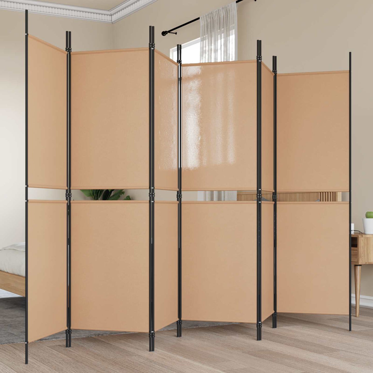 Divisore per Stanza a 6 Pannelli Beige 300 x 180 cm Tessuto | homemem39