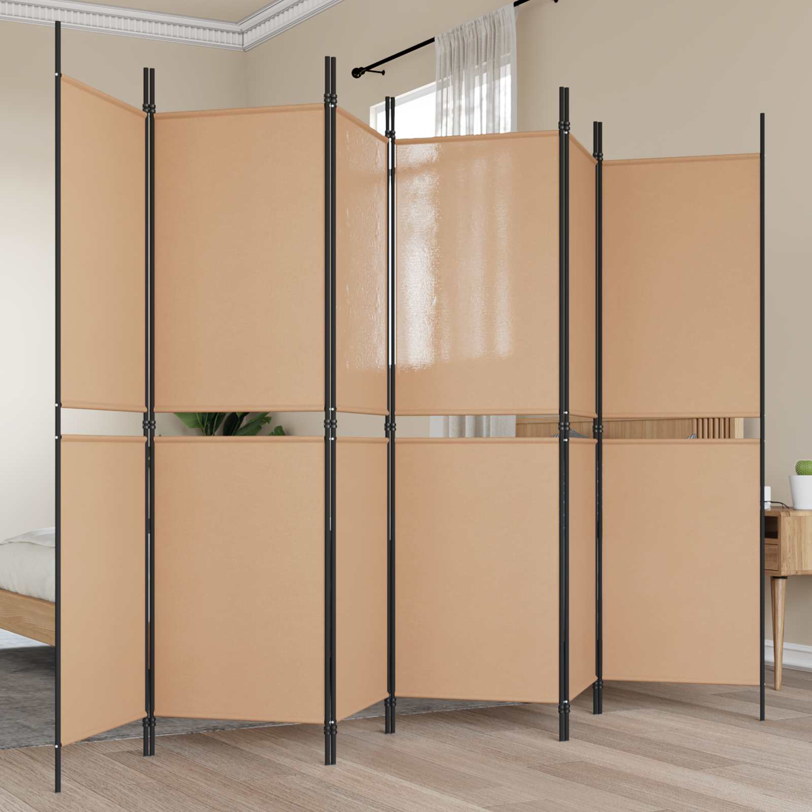 Divisore per Stanza a 6 Pannelli Beige 300 x 180 cm Tessuto | homemem39