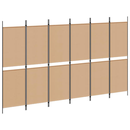 Divisore per Stanza a 6 Pannelli Beige 300 x 180 cm Tessuto | homemem39