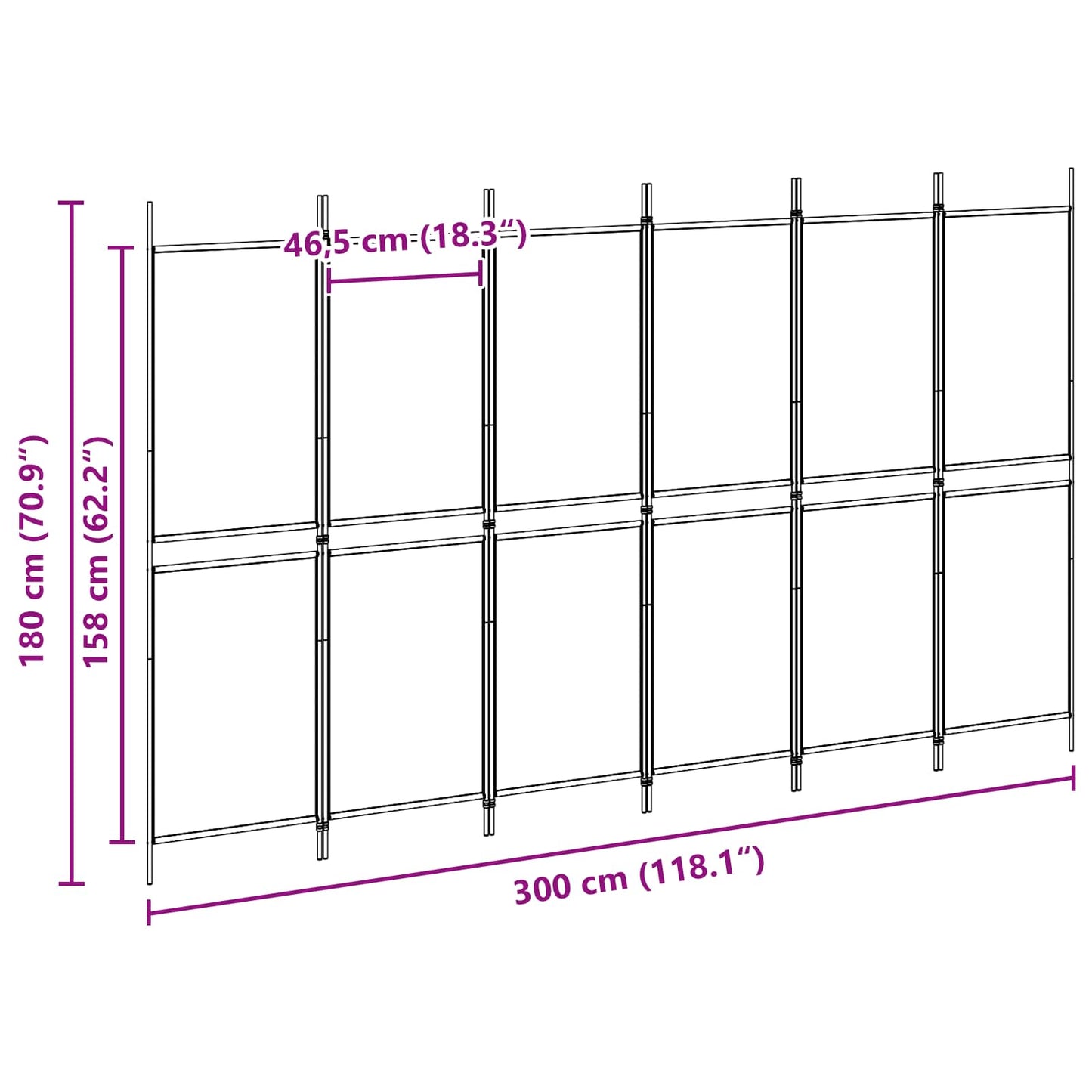 Divisore per Stanza a 6 Pannelli Beige 300 x 180 cm Tessuto | homemem39