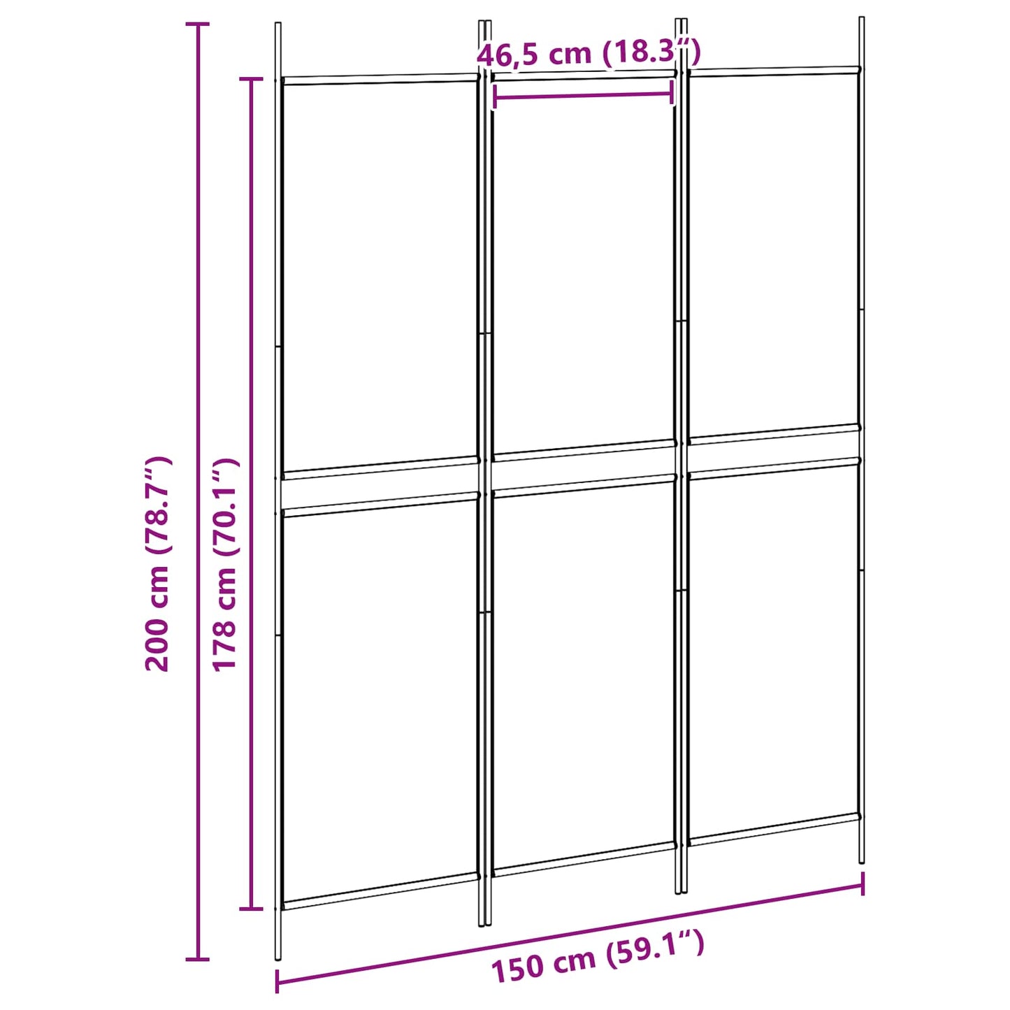 Paravento a 3 pannelli Beige 150 x 200 cm Tessuto | homemem39