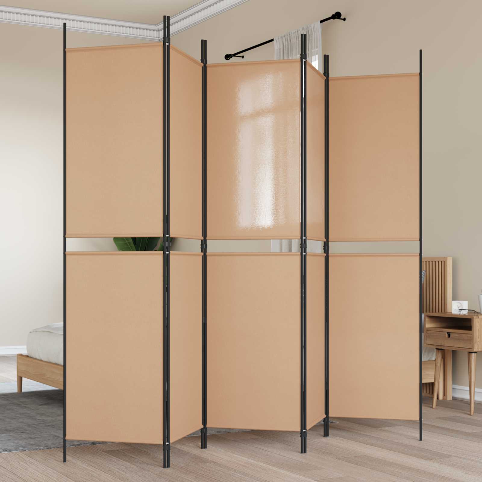 Pannello divisorio a 5 parti Beige 250 x 200 cm Tessuto | homemem39