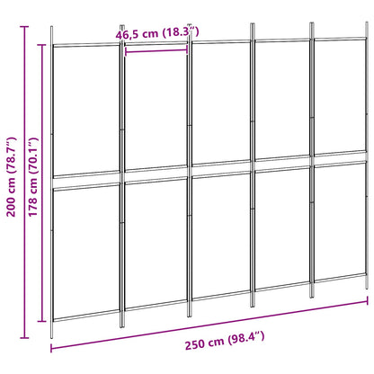 Pannello divisorio a 5 parti Beige 250 x 200 cm Tessuto | homemem39