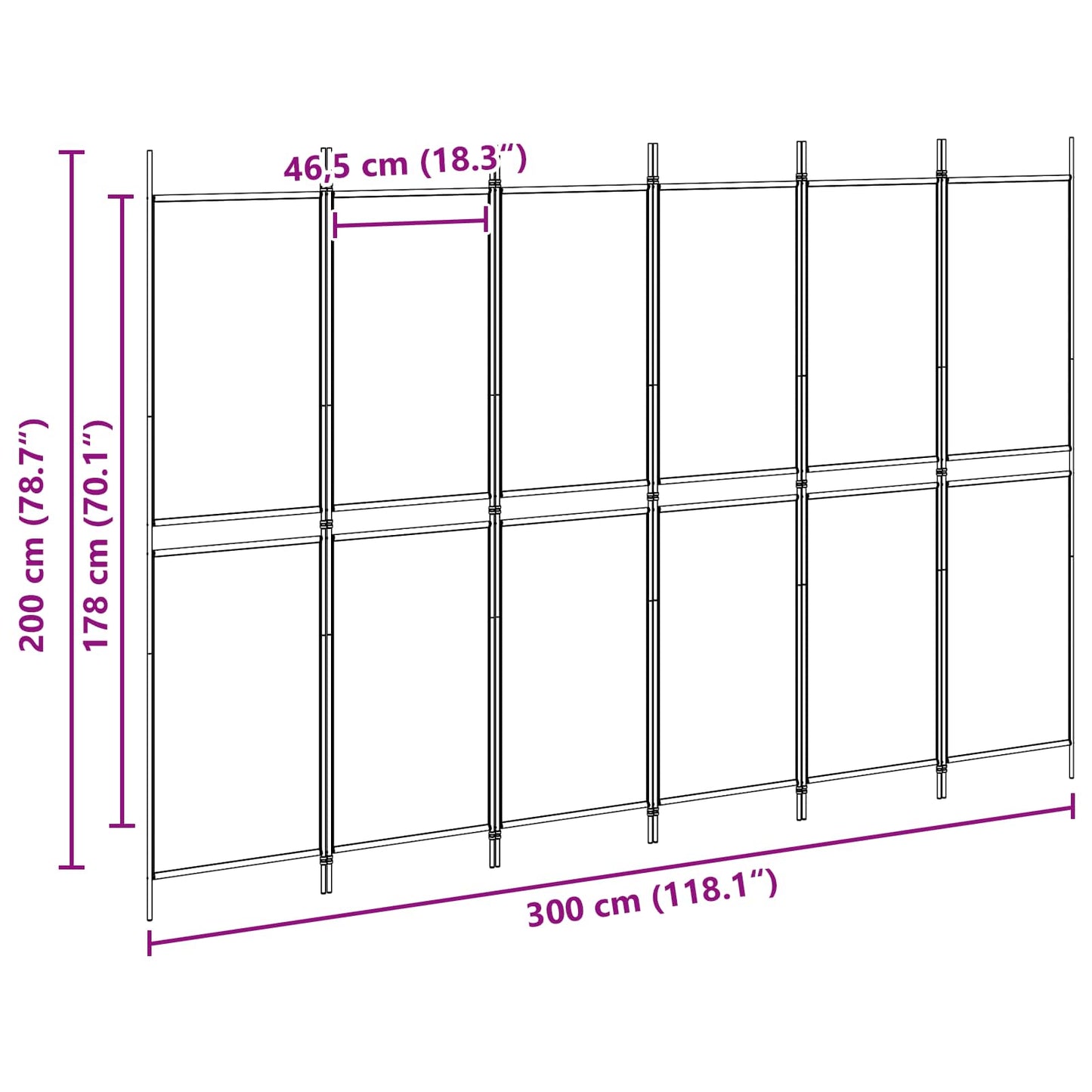 Divisore per Stanza a 6 Pannelli Beige 300 x 200 cm Tessuto | homemem39