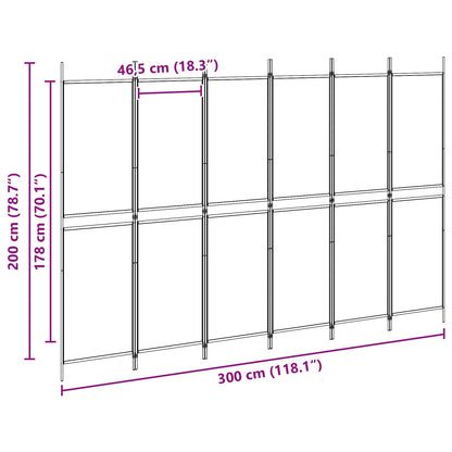 Divisore per Stanza a 6 Pannelli Beige 300 x 200 cm Tessuto | homemem39