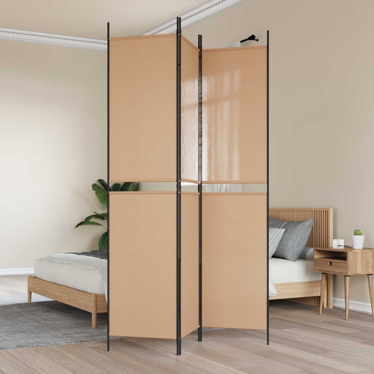 Pannello Divisorio a 3 Pannelli Beige 150 x 220 cm Tessuto | homemem39