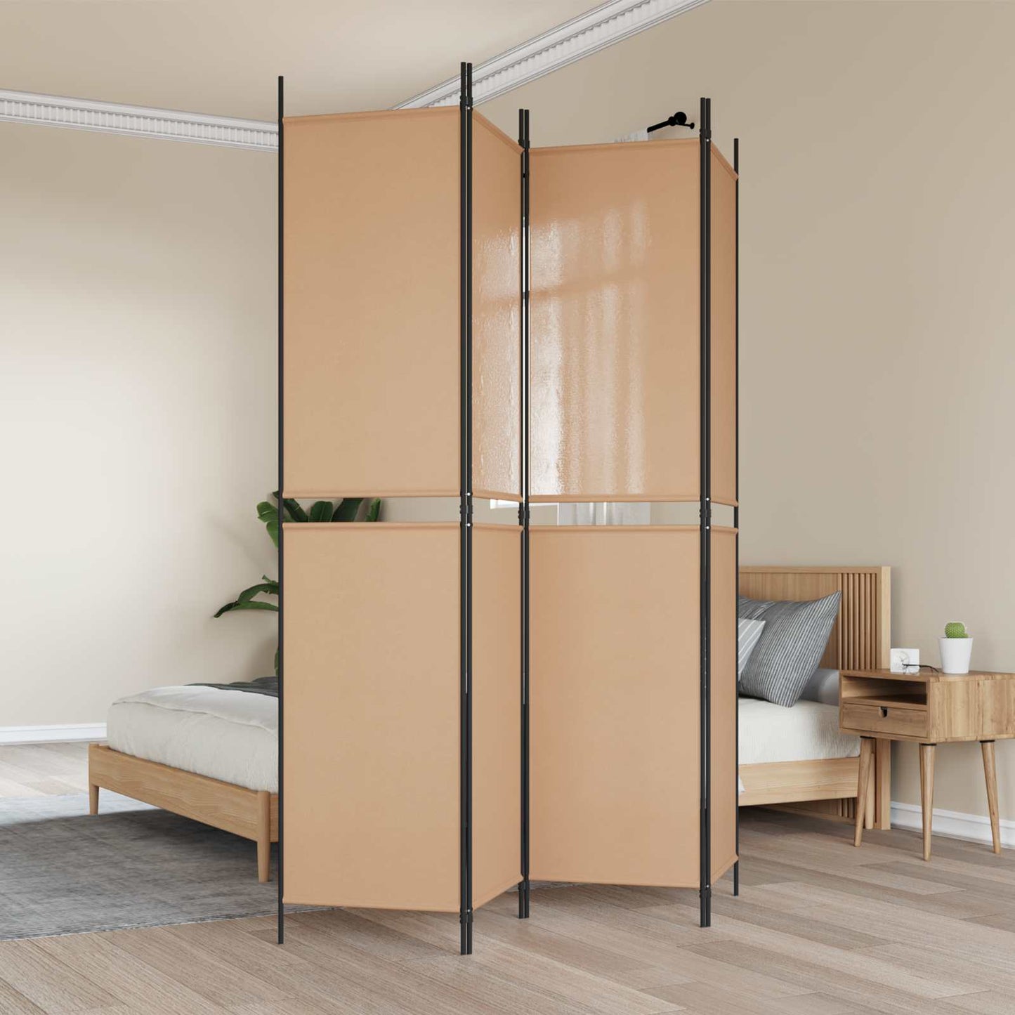 Paravento a 4 pannelli Beige 200 x 220 cm Tessuto | homemem39