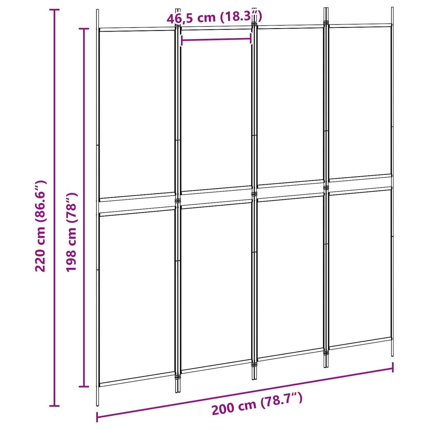 Paravento a 4 pannelli Beige 200 x 220 cm Tessuto | homemem39