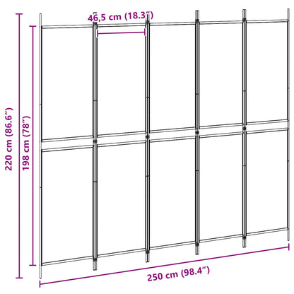 Pannello Separatore a 5 Pannelli Beige 250 x 220 cm Tessuto | homemem39