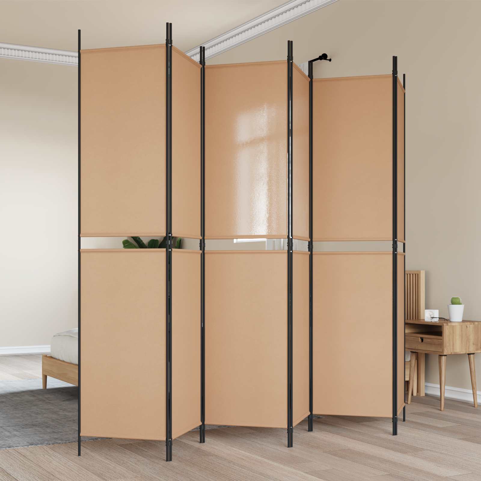 Divisore per Stanza a 6 Pannelli Beige 300 x 220 cm Tessuto | homemem39