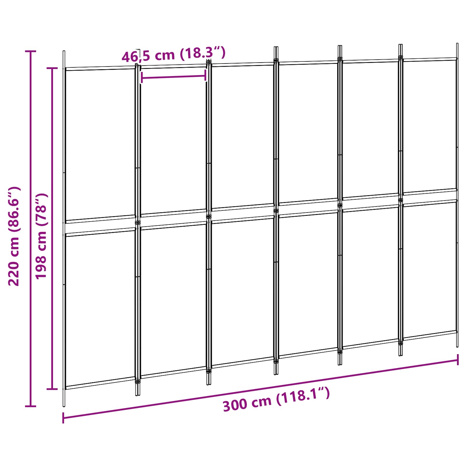 Divisore per Stanza a 6 Pannelli Beige 300 x 220 cm Tessuto | homemem39