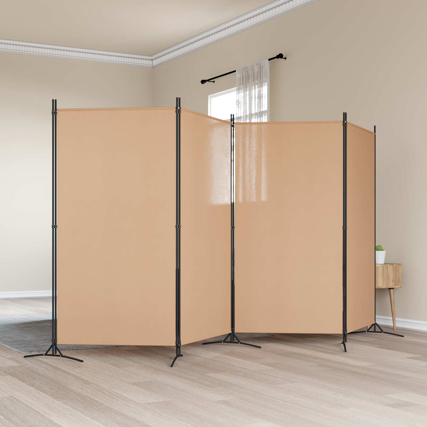 Paravento a 4 Pannelli Beige 346 x 180 cm Tessuto | homemem39