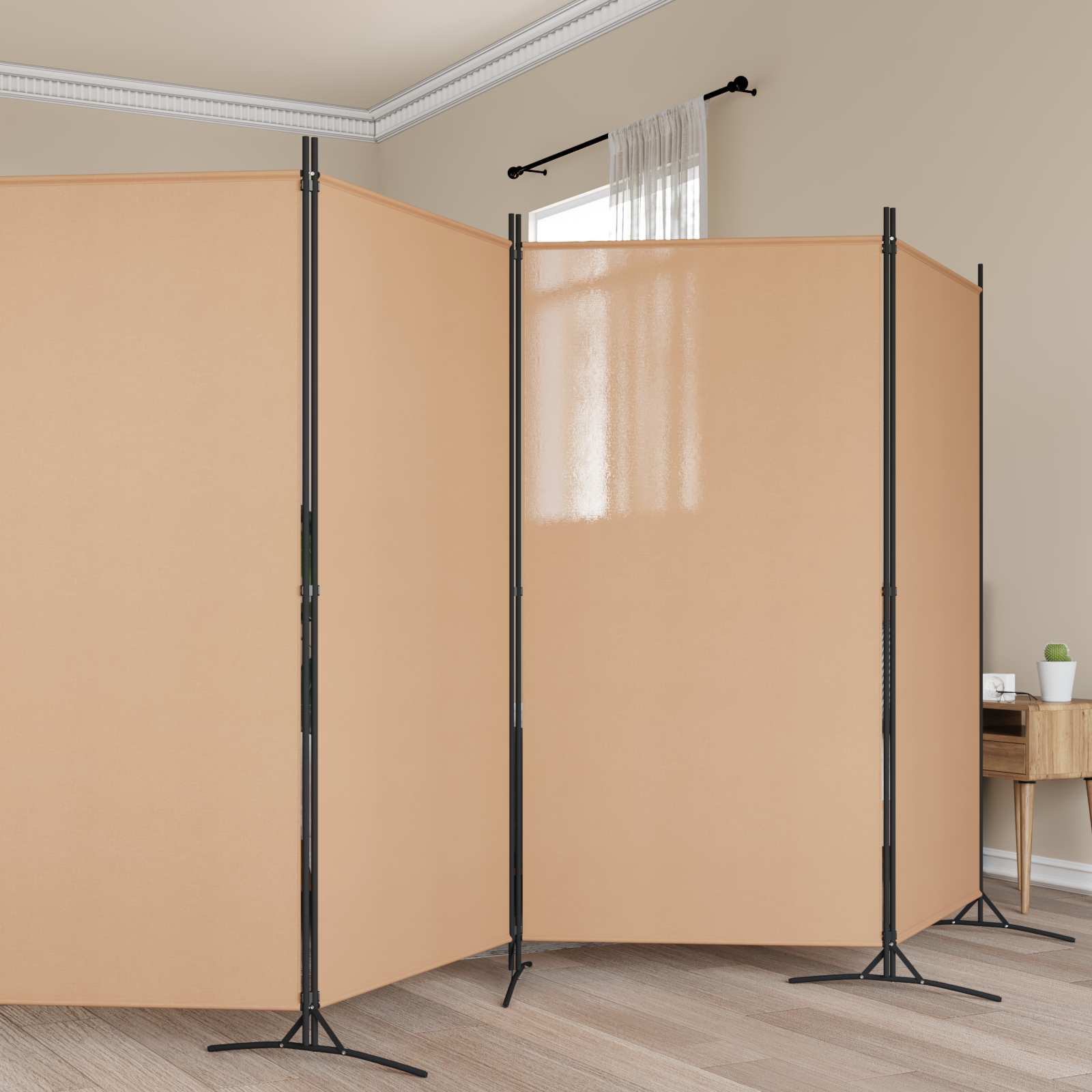 Divisore per Stanza a 6 Pannelli Beige 520 x 180 cm Tessuto | homemem39