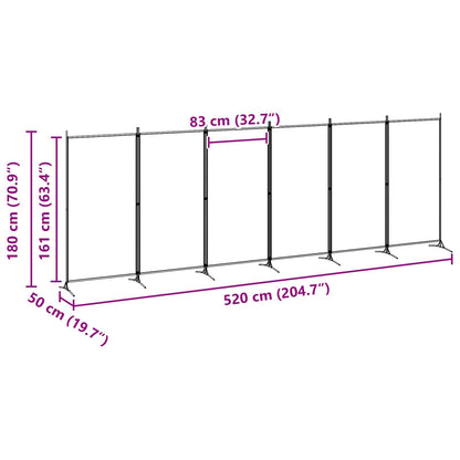 Divisore per Stanza a 6 Pannelli Beige 520 x 180 cm Tessuto | homemem39