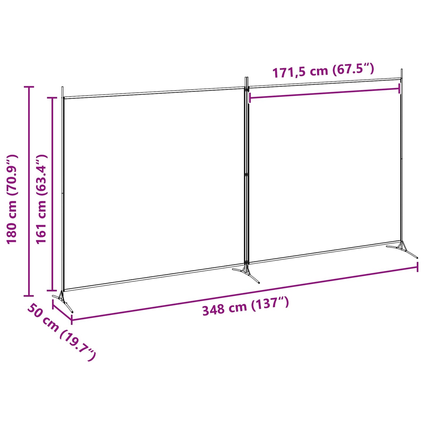 Divider Stanza a 2 Pannelli Beige 348 x 180 cm Tessuto | homemem39
