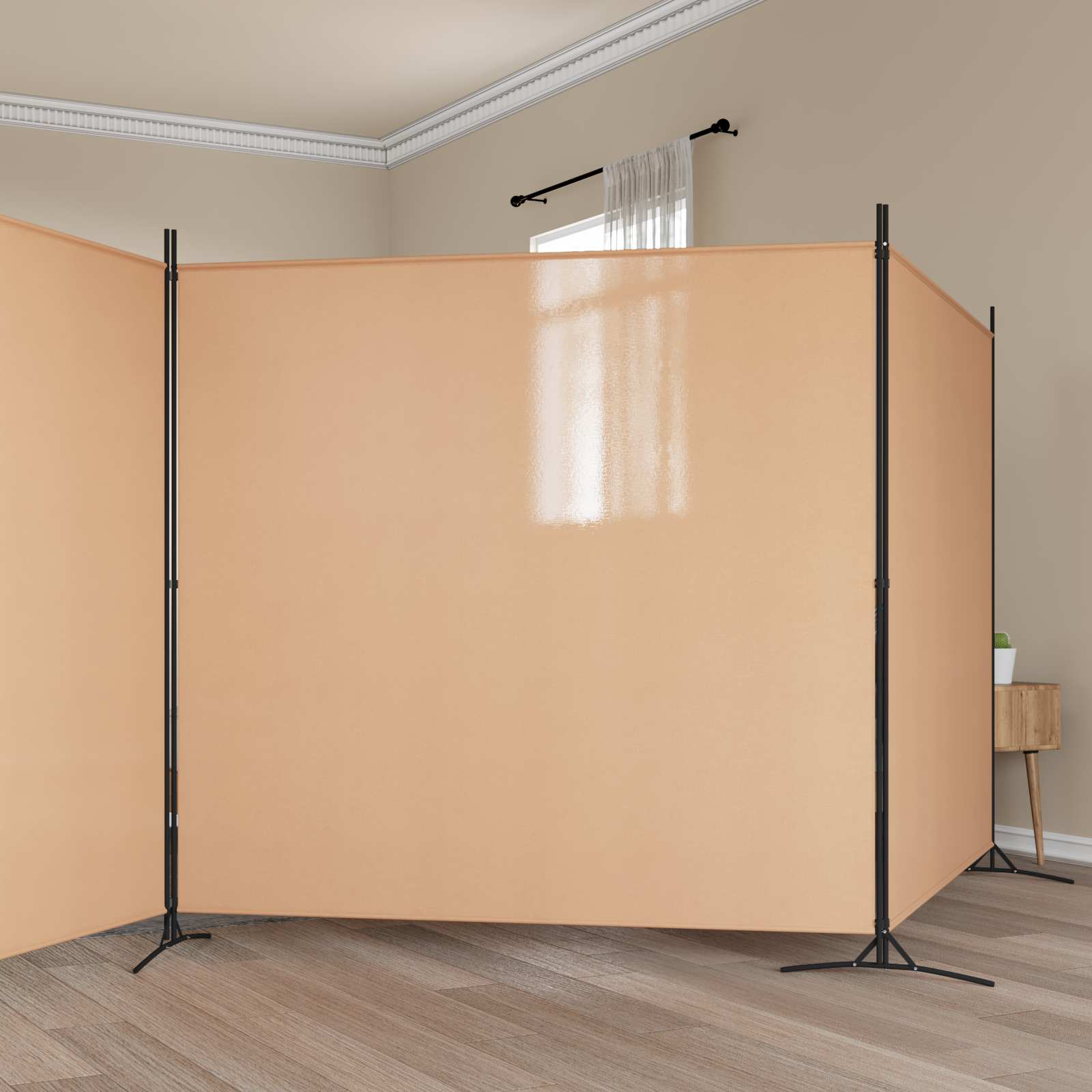Paravento a 4 Pannelli Beige 525 x 180 cm Tessuto | homemem39