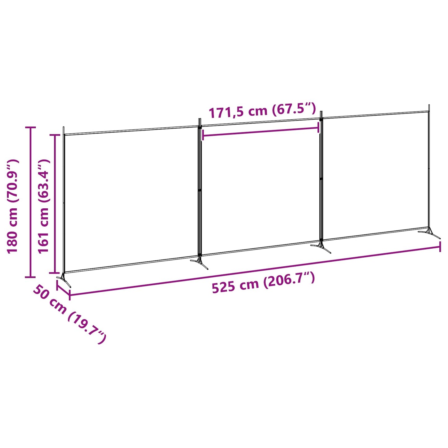 Paravento a 4 Pannelli Beige 525 x 180 cm Tessuto | homemem39