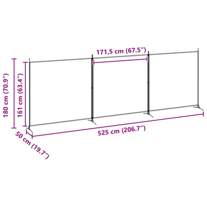 Paravento a 4 Pannelli Beige 525 x 180 cm Tessuto | homemem39