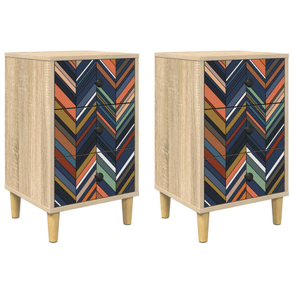 Armadio da Notte OMMEN 2 pz Rovere Sonoma 36 x 33 x 60 cm | homemem39