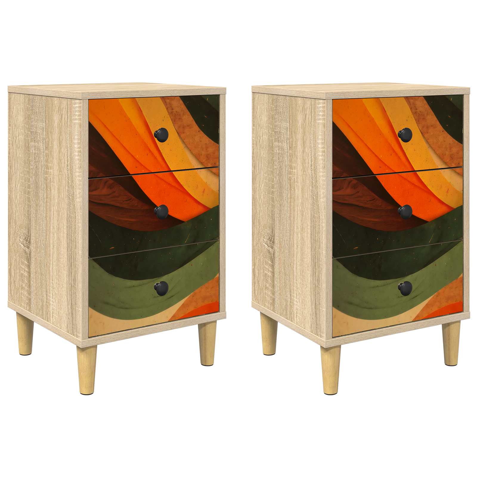 Armadio da Notte ZAANDAM 2 pz Rovere Sonoma 36 x 33 x 60 cm | homemem39