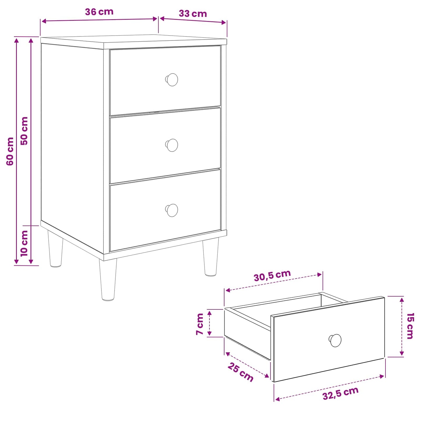Armadio da Notte ZAANDAM 2 pz Rovere Sonoma 36 x 33 x 60 cm | homemem39