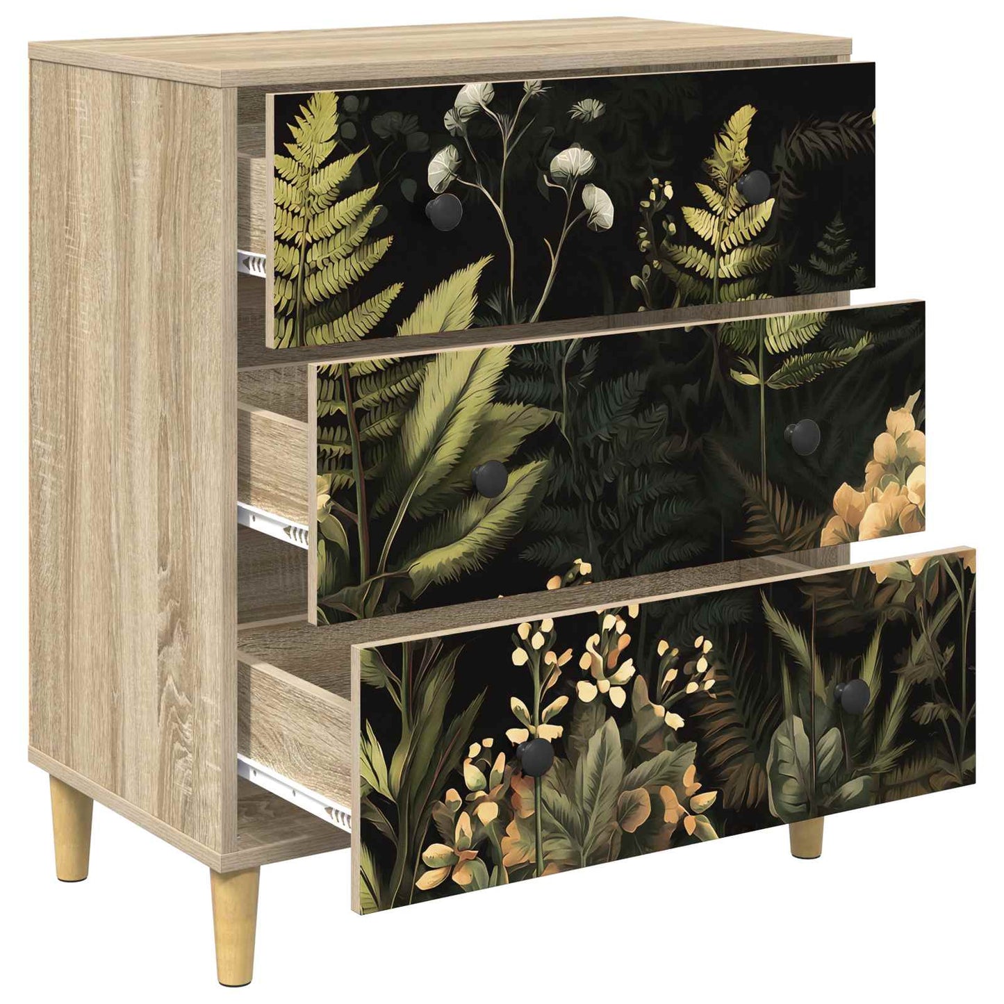 Cassettiera RHENEN Stampa tropicale 66 x 36,5 x 75 cm Sonoma | homemem39