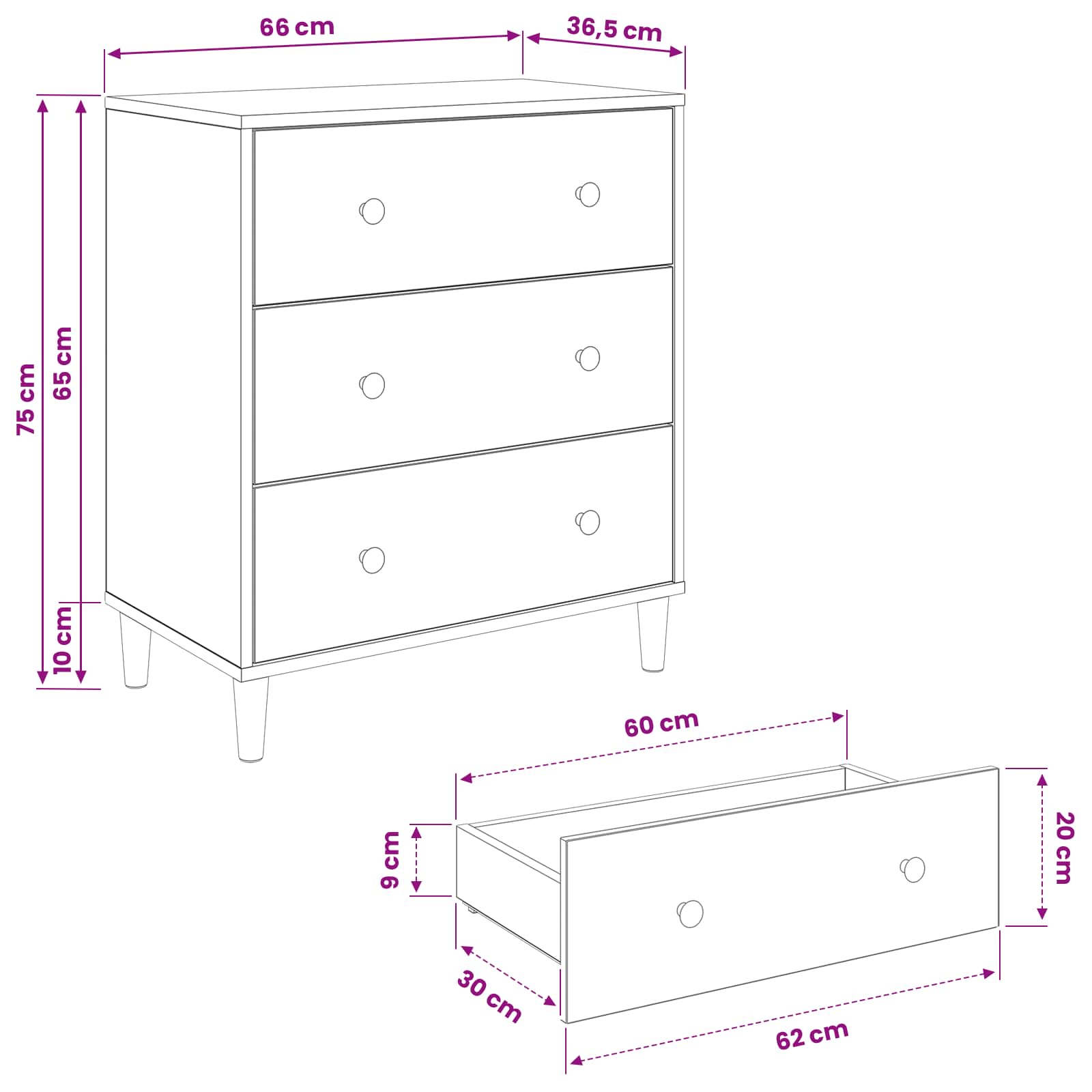 Cassettiera RHENEN Stampa tropicale 66 x 36,5 x 75 cm Sonoma | homemem39