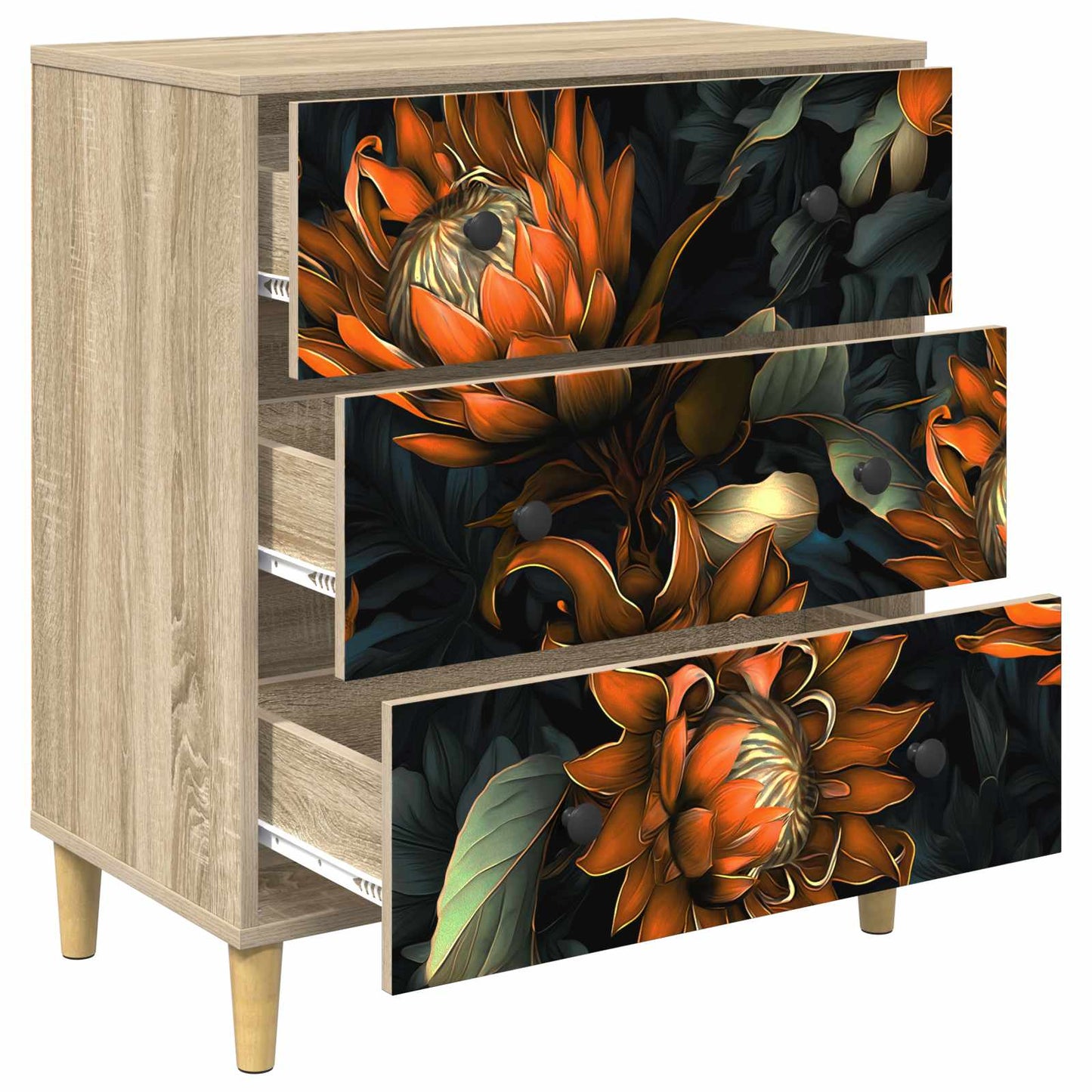 Cassettiera LOCHEM Stampa arancione 66 x 36,5 x 75 cm Sonoma