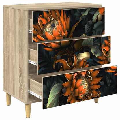 Cassettiera LOCHEM Stampa arancione 66 x 36,5 x 75 cm Sonoma