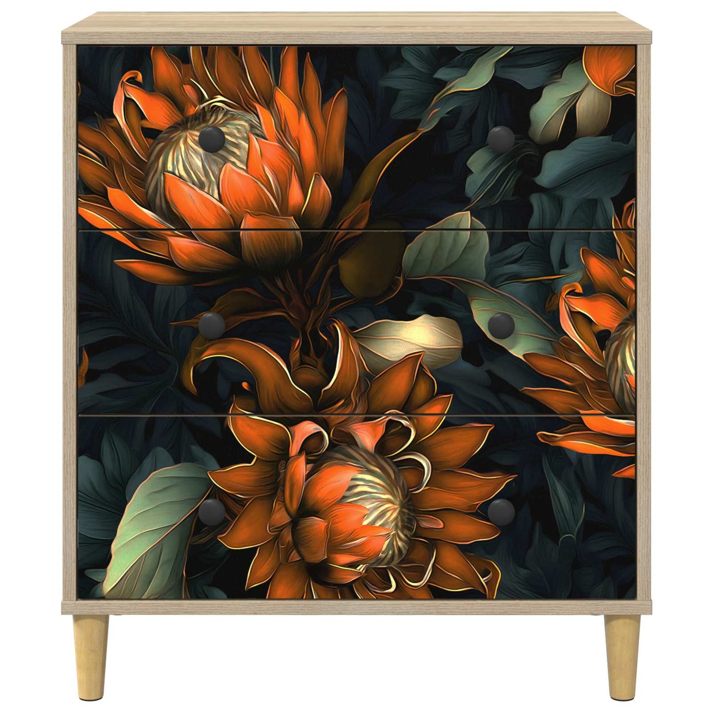 Cassettiera LOCHEM Stampa arancione 66 x 36,5 x 75 cm Sonoma