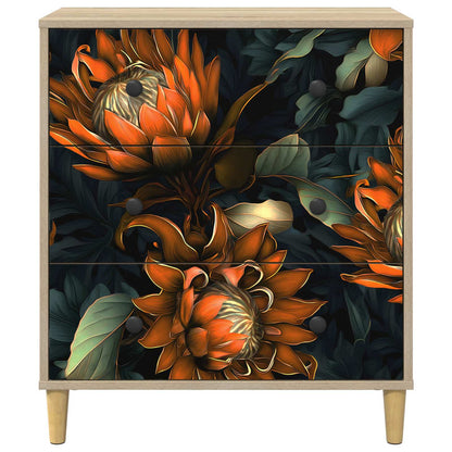 Cassettiera LOCHEM Stampa arancione 66 x 36,5 x 75 cm Sonoma