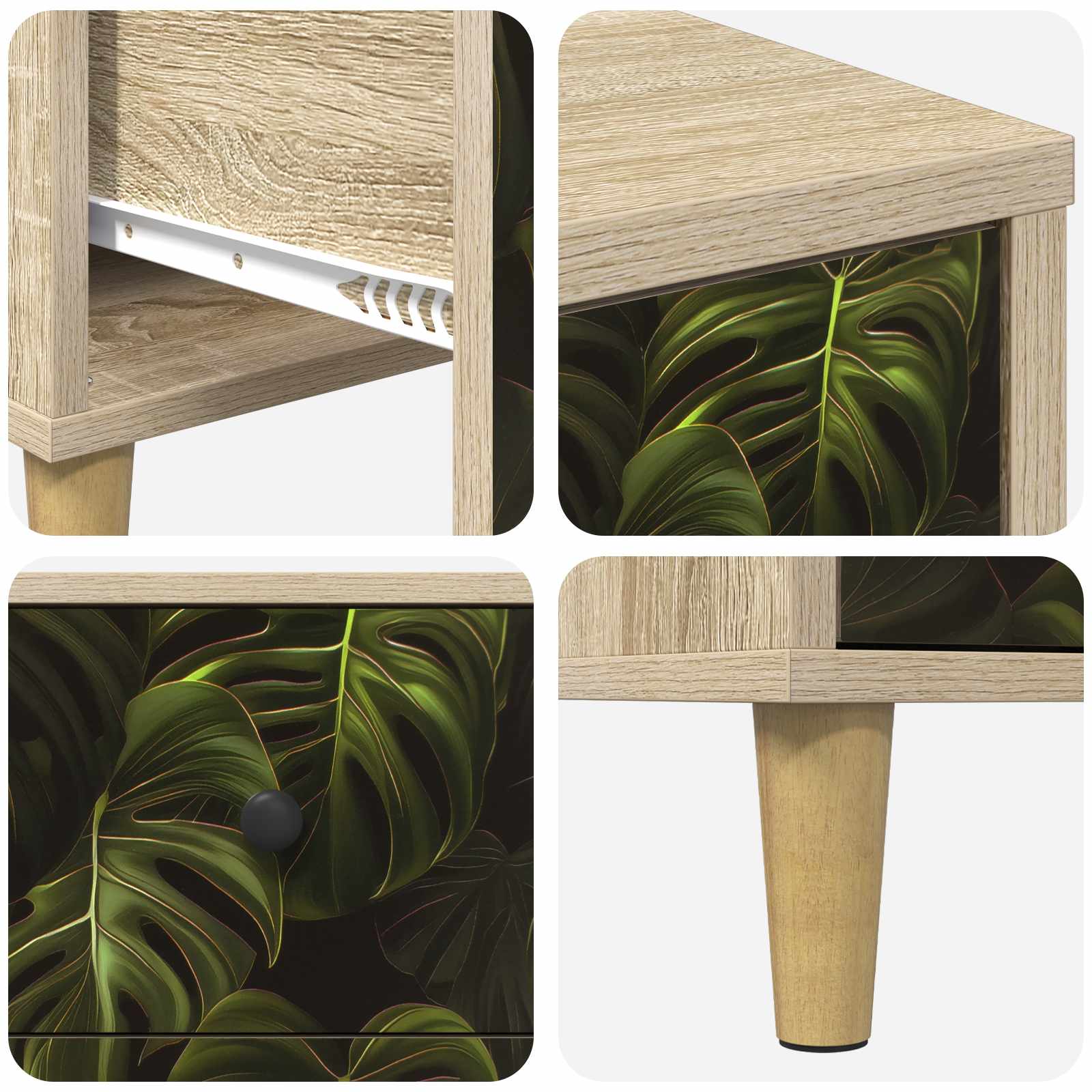 Cassettiera ELBURG Stampa foglia di palma 66 x 36,5 x 75 cm | homemem39