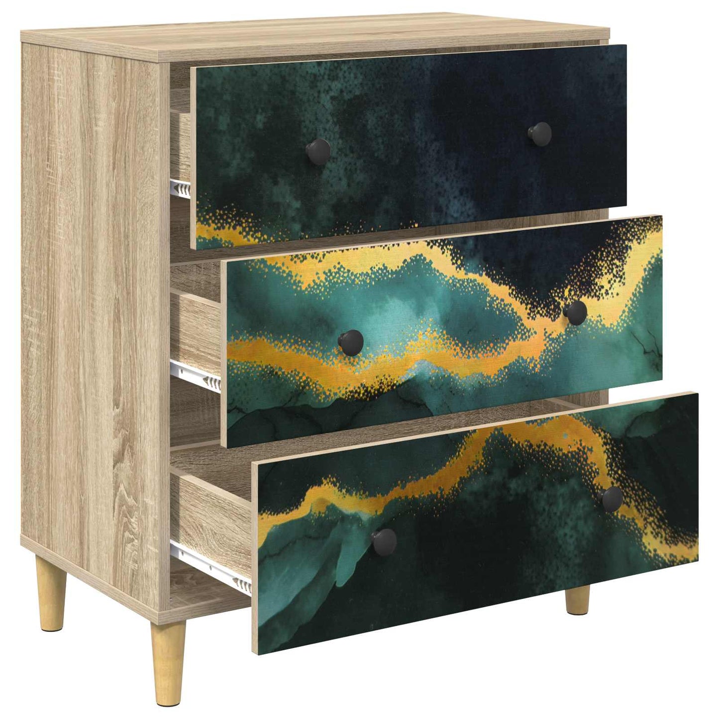 Cassettiera WIJHE Stampa in marmo turchese 66 x 36,5 x 75 cm | homemem39
