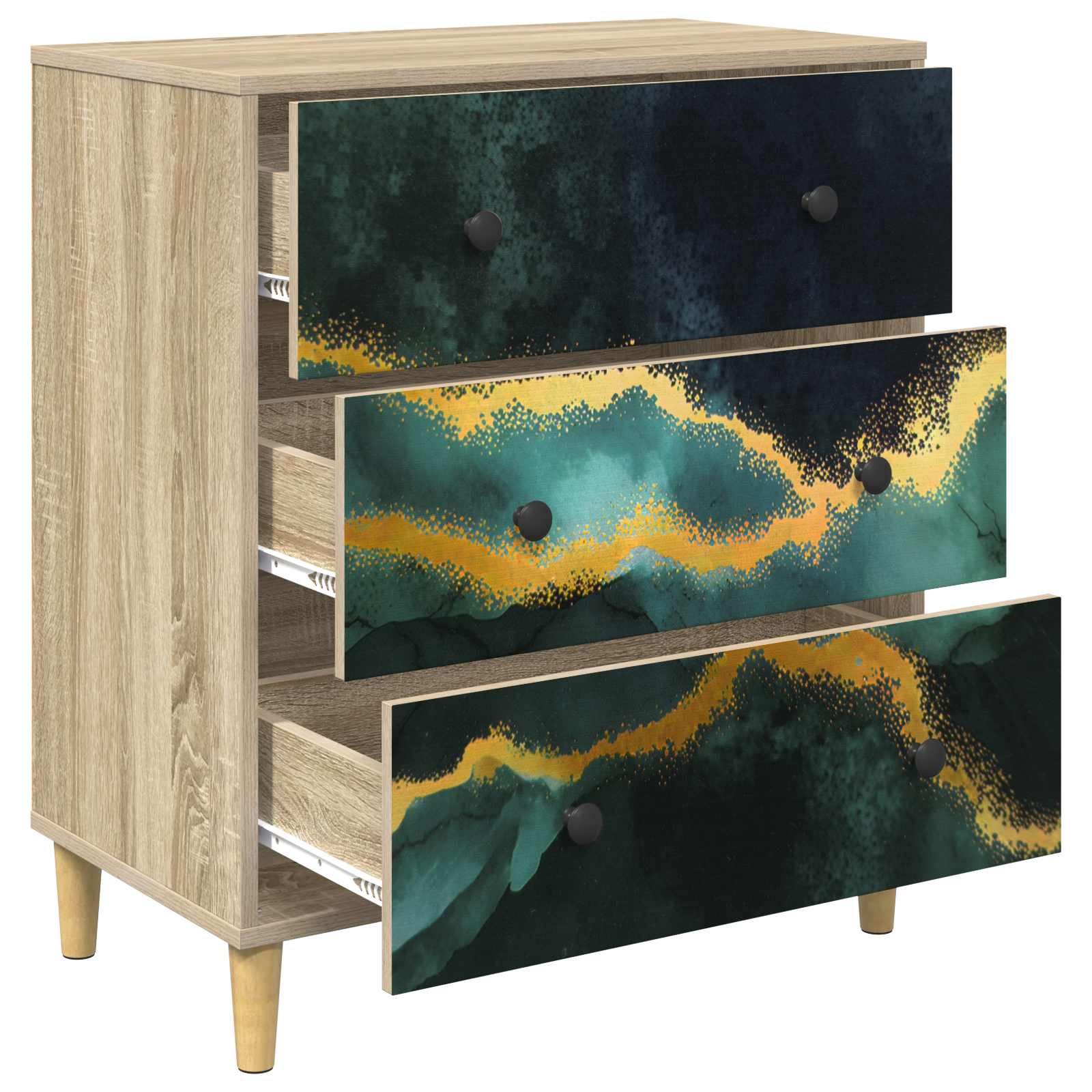 Cassettiera WIJHE Stampa in marmo turchese 66 x 36,5 x 75 cm | homemem39