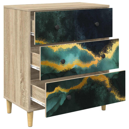 Cassettiera WIJHE Stampa in marmo turchese 66 x 36,5 x 75 cm | homemem39