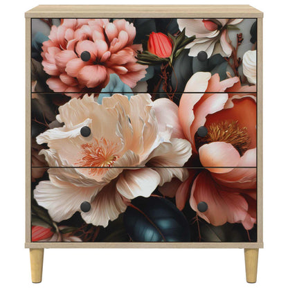 Cassettiera BORNE Stampa di peonia chiara 66 x 36,5 x 75 cm