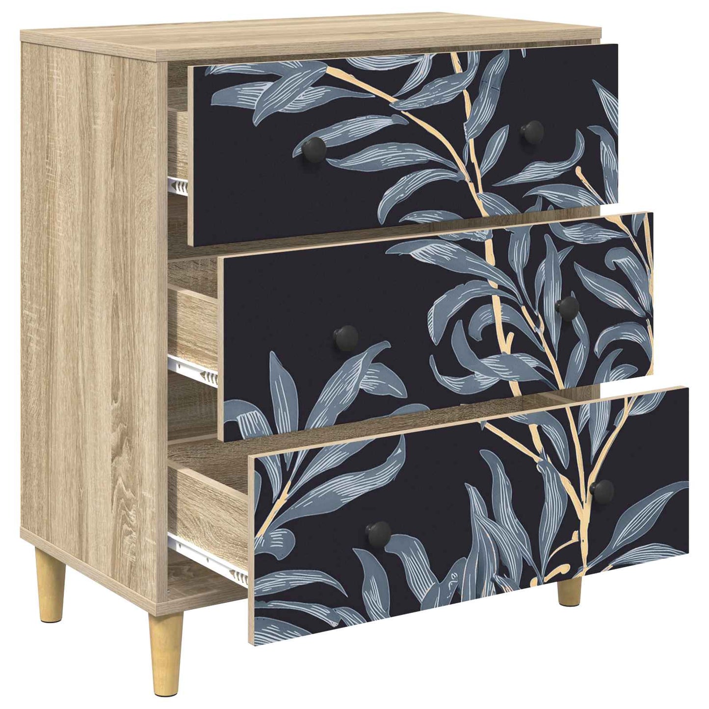 Cassettiera DOKKUM Stampa blu di felce 66 x 36,5 x 75 cm Sonoma