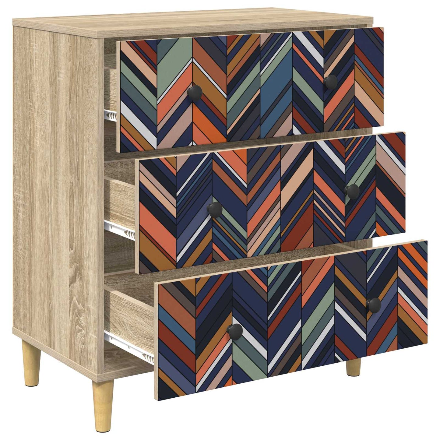 Cassettiera OMMEN Stampa geometrica 66 x 36,5 x 75 cm Sonoma