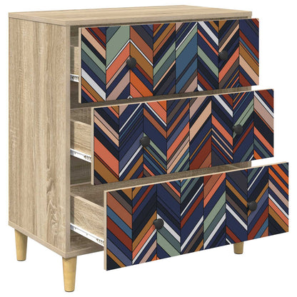 Cassettiera OMMEN Stampa geometrica 66 x 36,5 x 75 cm Sonoma
