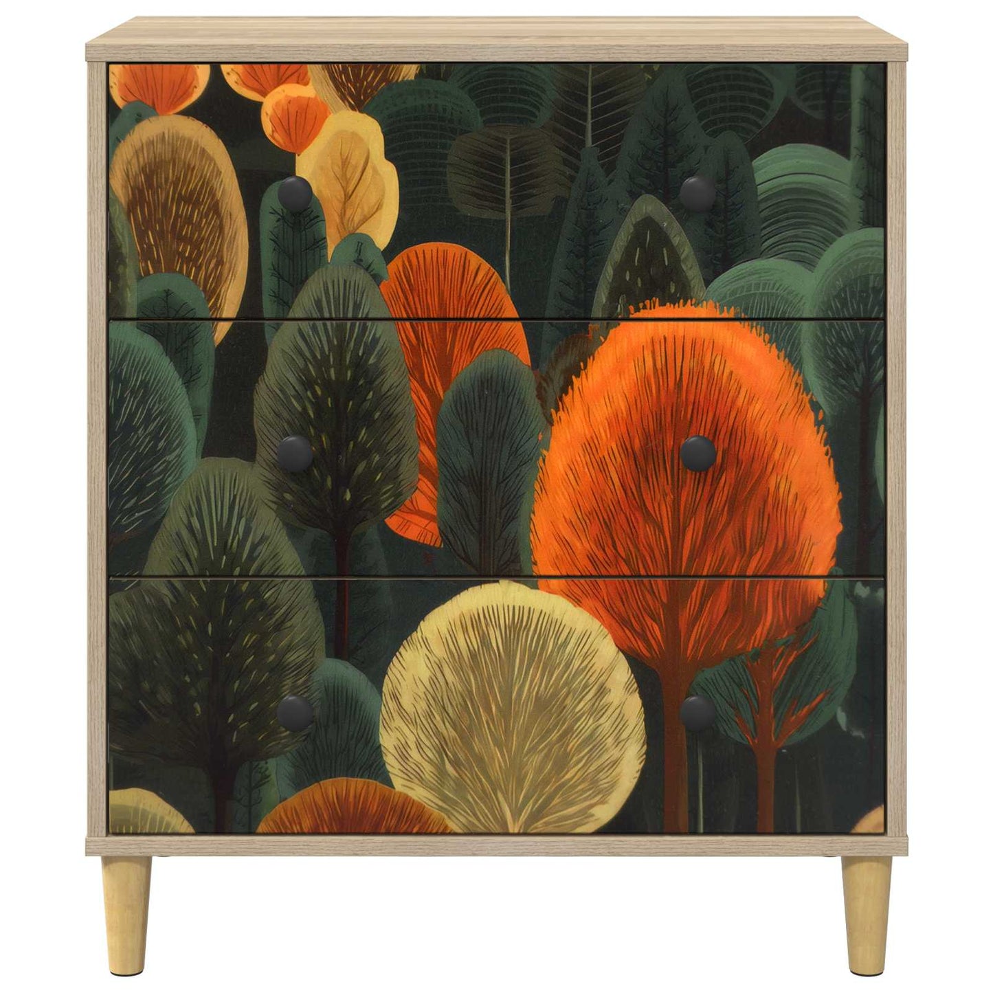 Cassettiera ZAANDAM Stampa boschiva 66 x 36,5 x 75 cm Sonoma