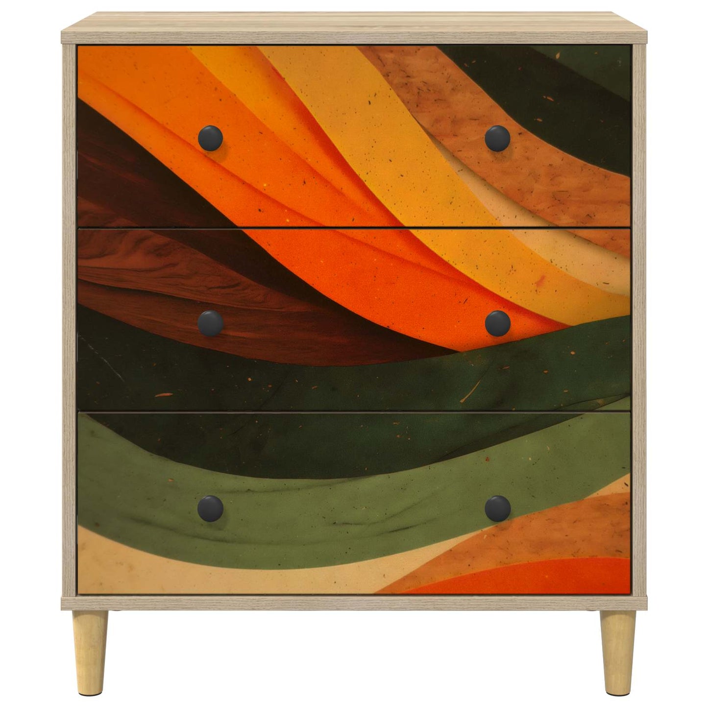 Cassettiera BONN Stampa retro wave 66 x 36,5 x 75 cm Sonoma