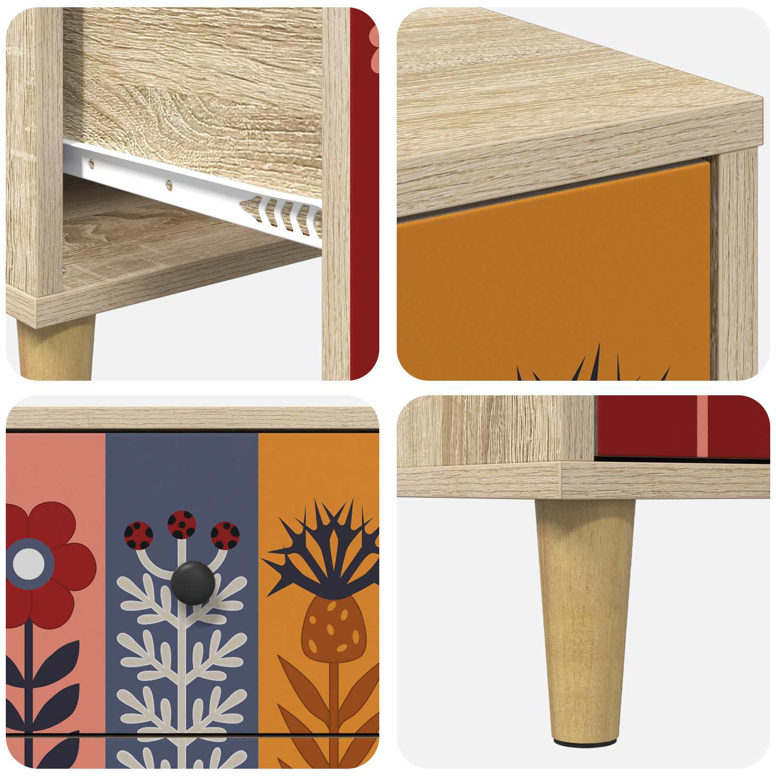 Cassettiera ESSEN Stampa di girasoli 66 x 36,5 x 75 cm Sonoma | homemem39
