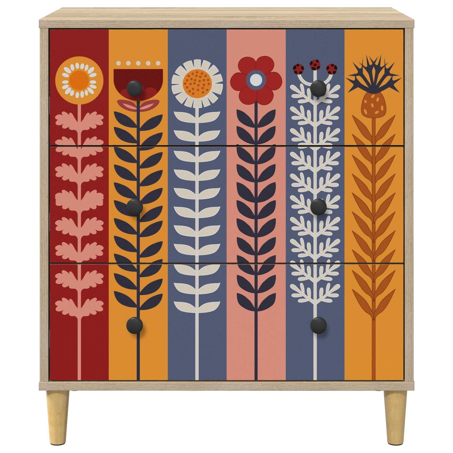 Cassettiera ESSEN Stampa di girasoli 66 x 36,5 x 75 cm Sonoma | homemem39