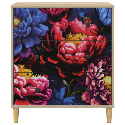 Cassettiera KIEL Stampa di peonia scura 66 x 36,5 x 75 cm