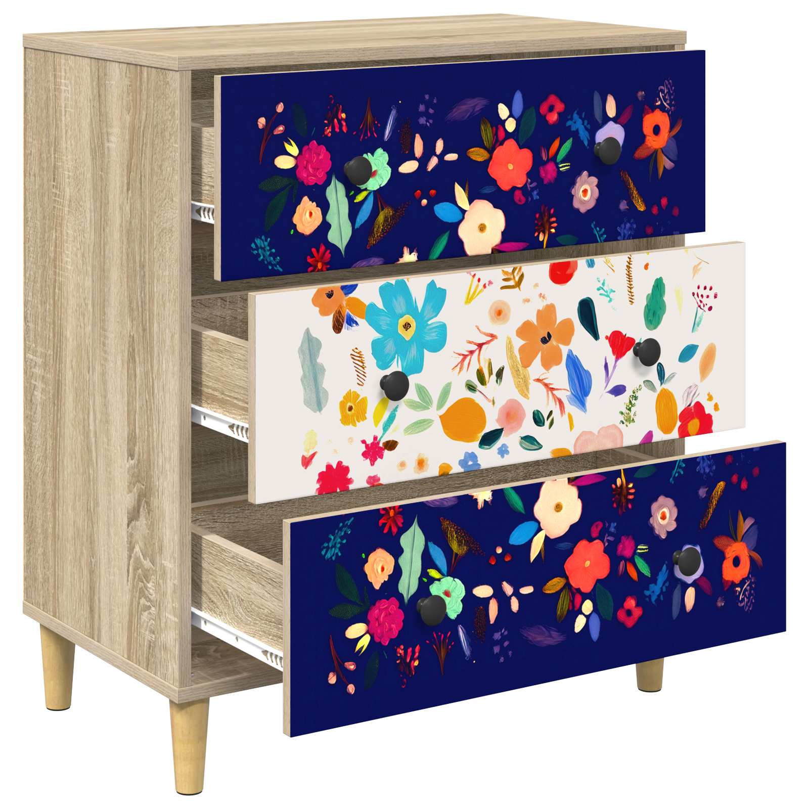 Cassettiera MAINZ Stampa floreale 66 x 36,5 x 75 cm Sonoma | homemem39