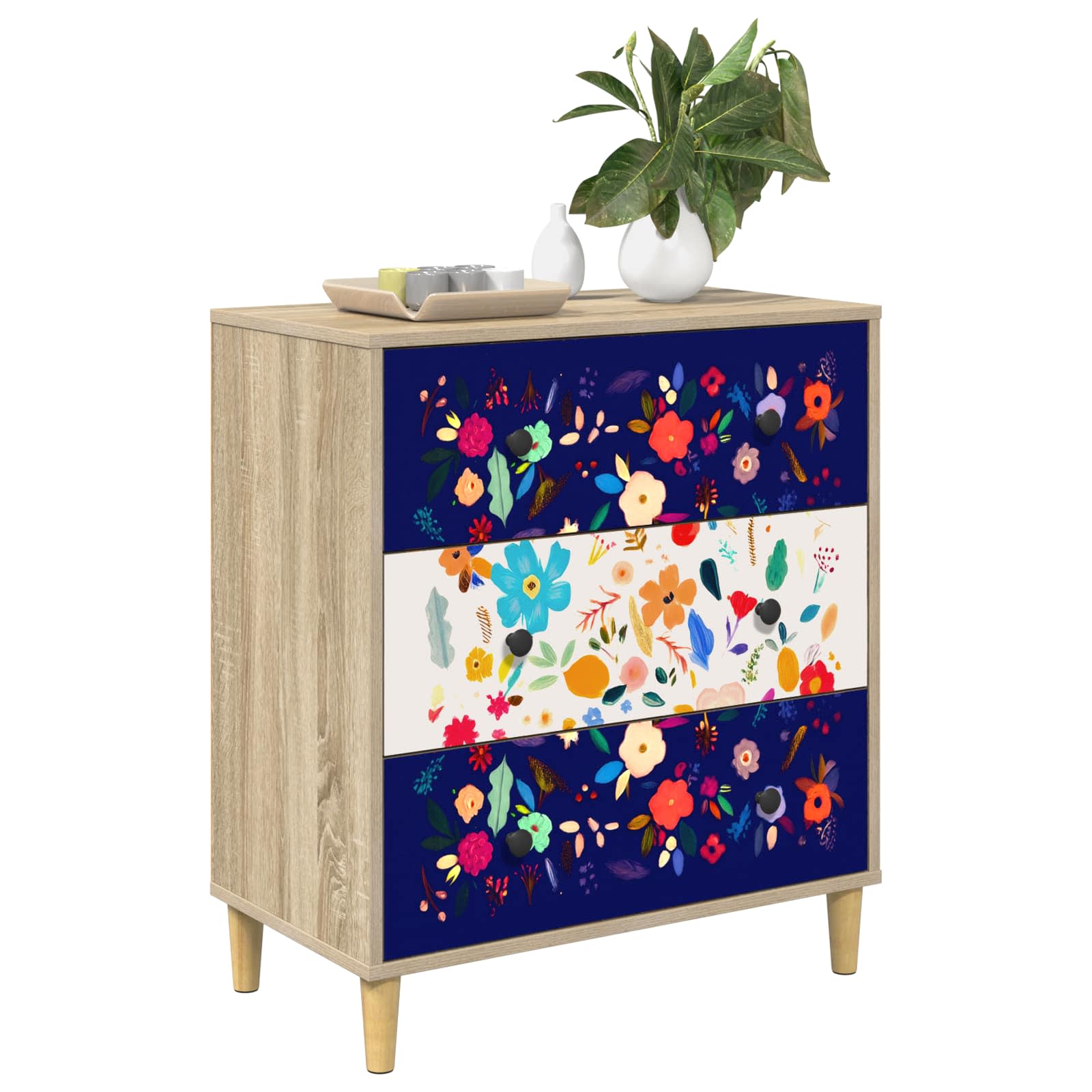 Cassettiera MAINZ Stampa floreale 66 x 36,5 x 75 cm Sonoma | homemem39