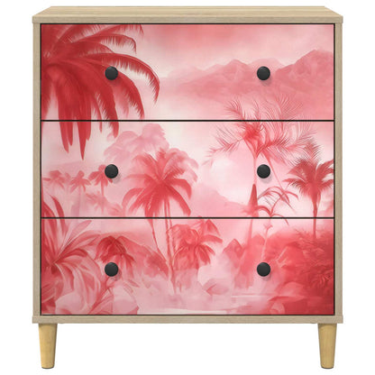 Cassettiera AACHEN Stampa di palme rosa 66 x 36,5 x 75 cm