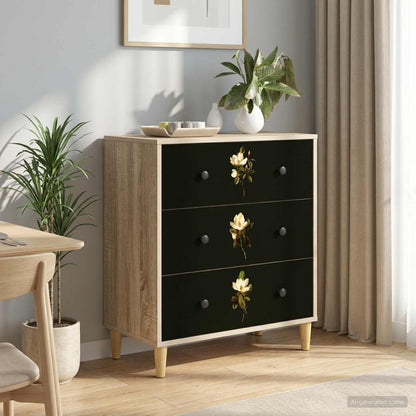 Cassettiera BREMEN Stampa di Magnolia 66 x 36,5 x 75 cm Sonoma