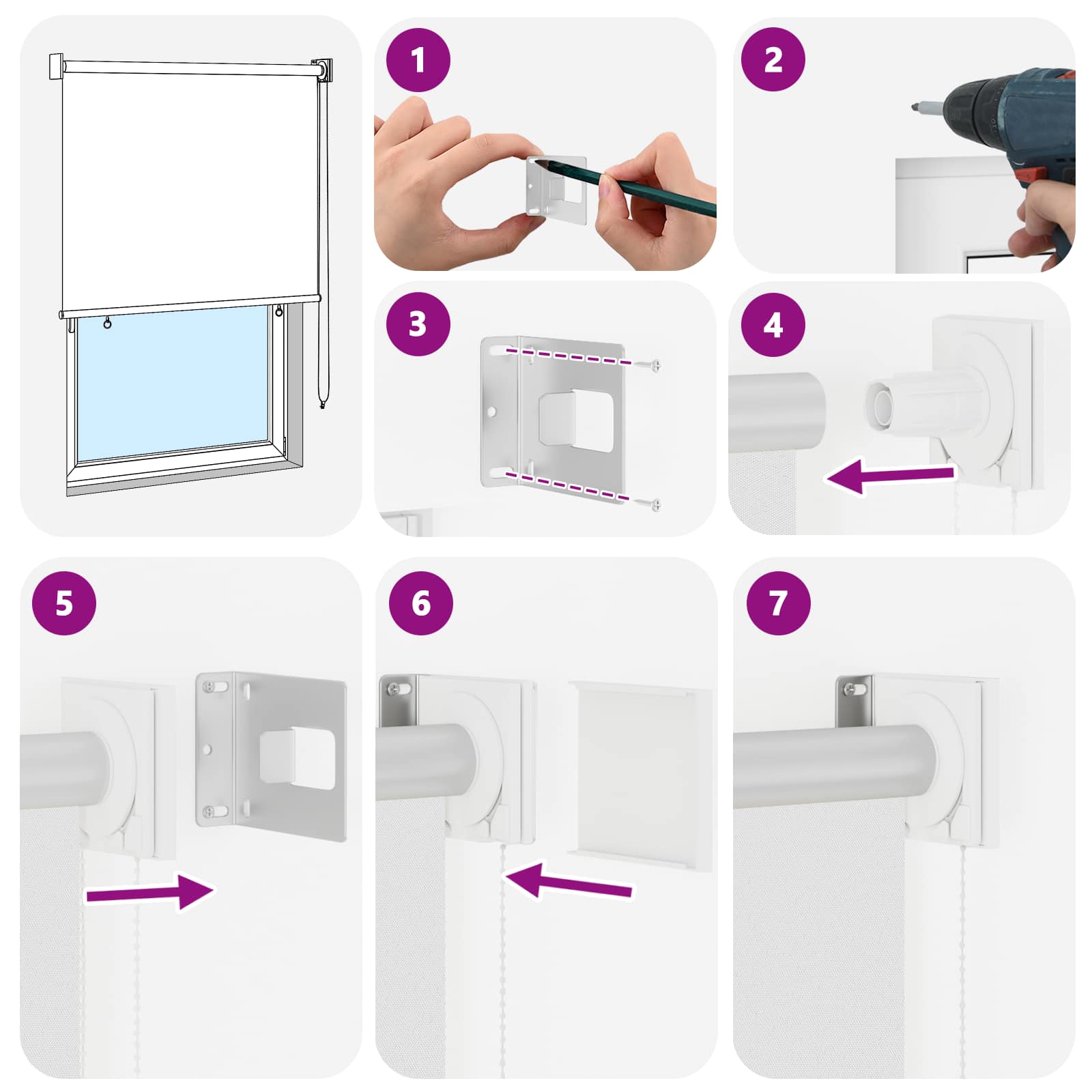 Tenda da sole a rullo con protezione UV Bianco Poliestere | homemem39